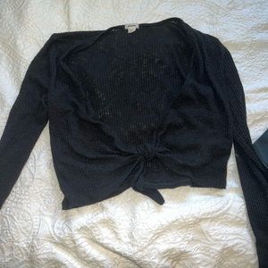 Crop tie front long sleeve